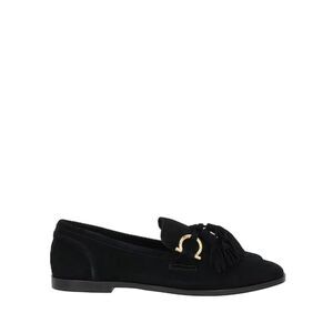Jeffery Campbell Black Suede‎ Tassel Loafers w Gold Horseshoe Buckle Slip-On